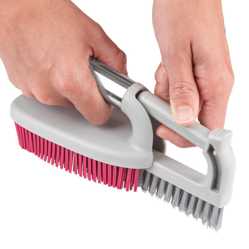 2 In 1 Rubber Head Scrubbing Brush, Pink/Grey - Kleeneze
