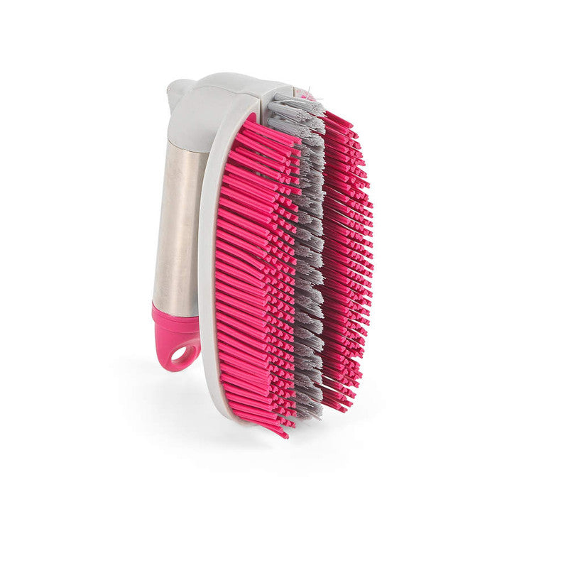 2 In 1 Rubber Head Scrubbing Brush, Pink/Grey - Kleeneze