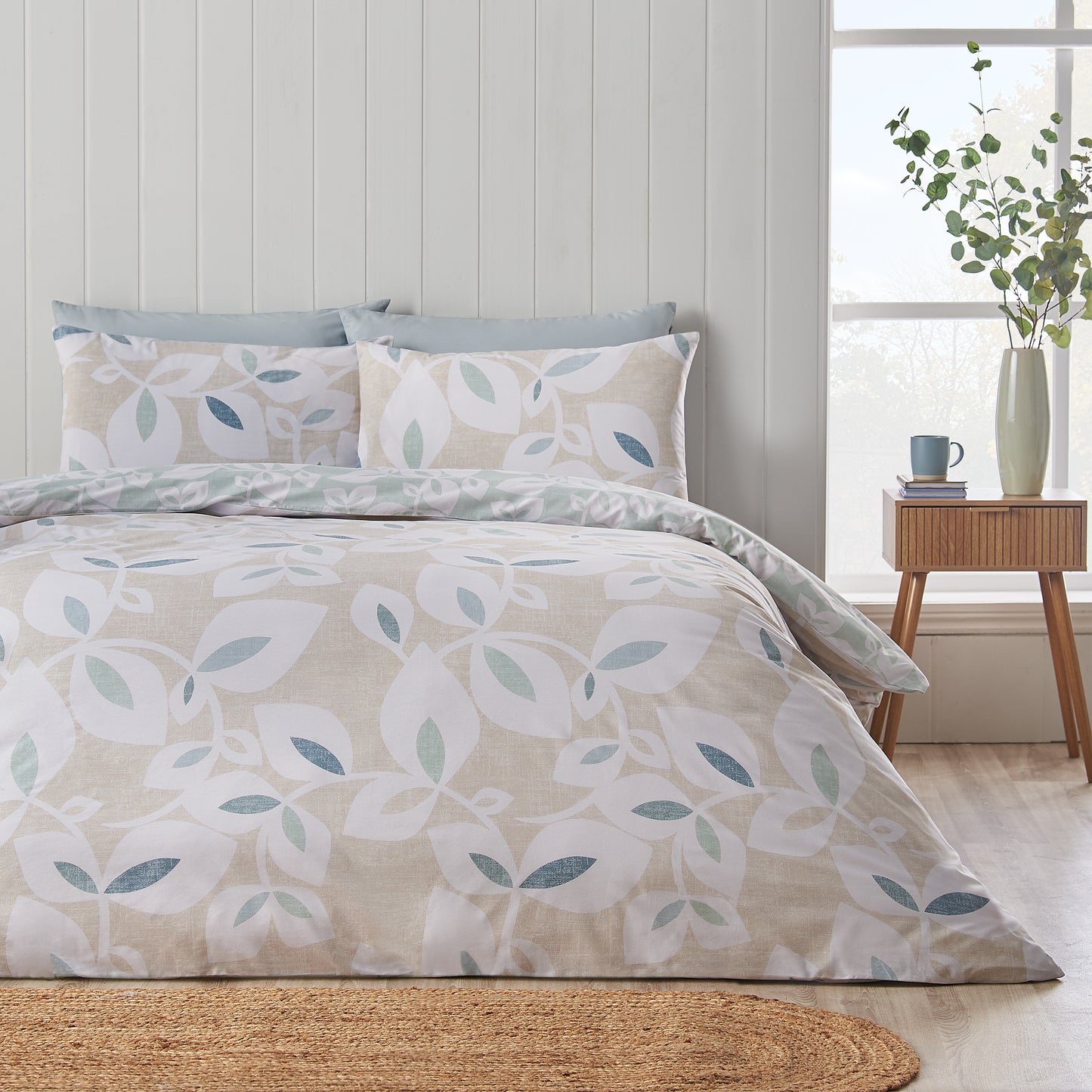 Catherine Lansfield Inga Leaf Duvet Set - Natural