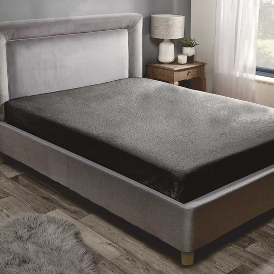 Teddy Fleece Fitted Sheet - Charcoal