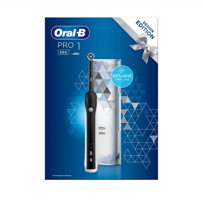 Oral-B Pro 1 680 Black CrossAction Electric Toothbrush + Bonus Travel Case