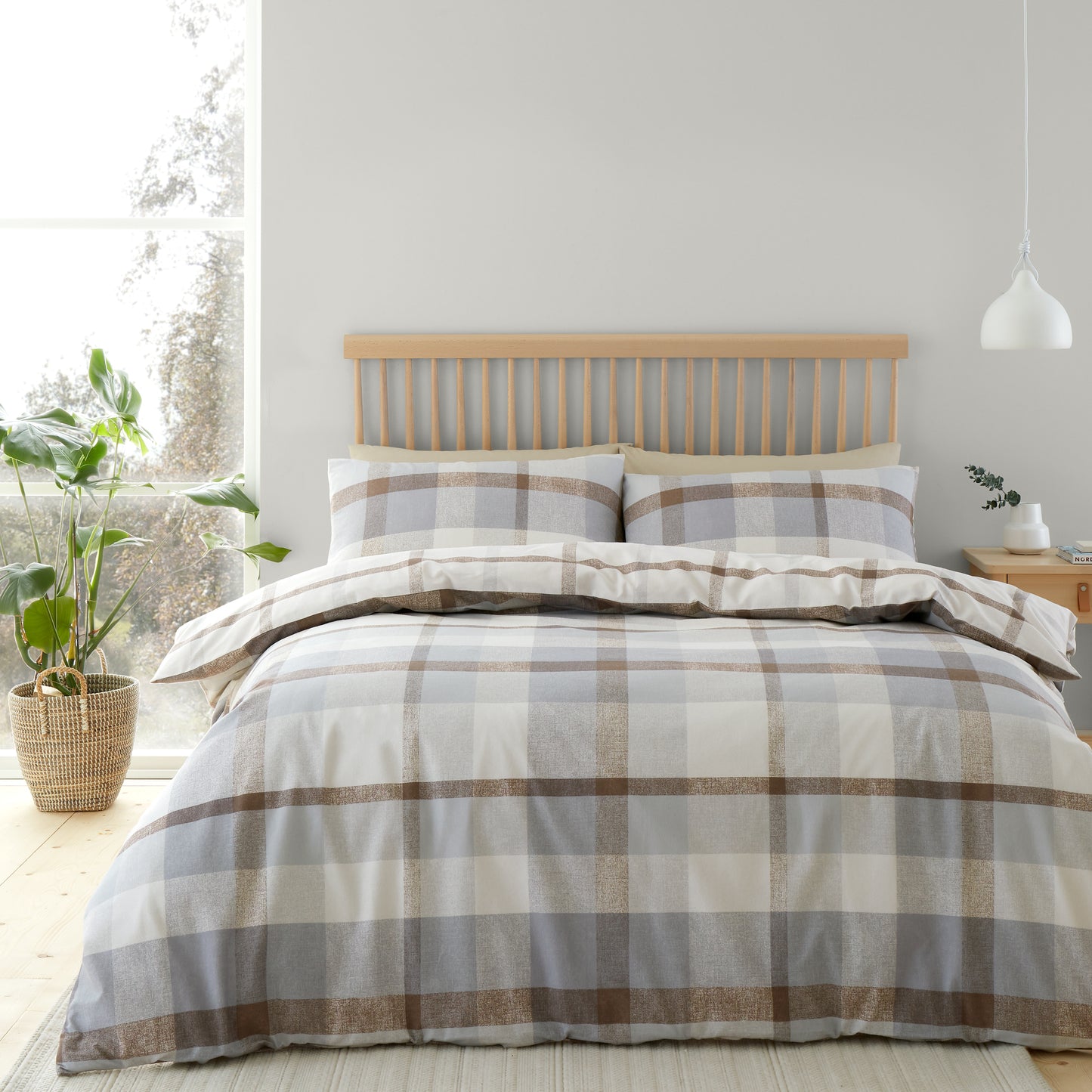 Catherine Lansfield Check Brushed Cotton Duvet Set