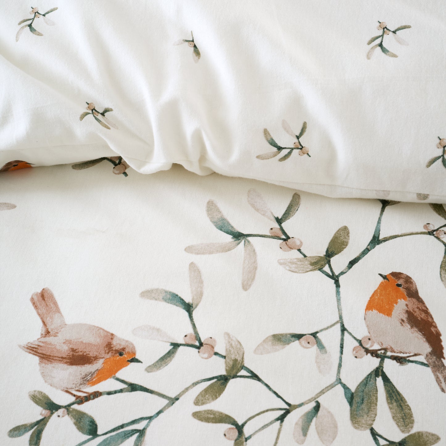Catherine Lansfield -Brushed Mistletoe Robin Duvet Set