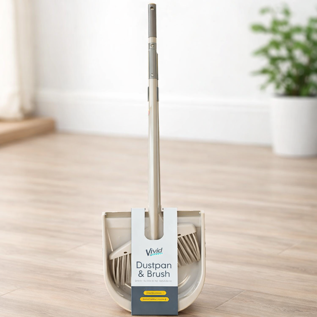 Dustpan and Brush with Foldable Dustpan