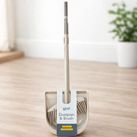 Dustpan and Brush with Foldable Dustpan