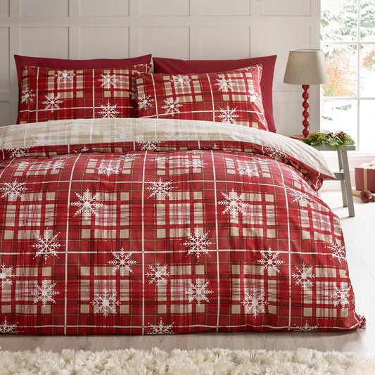 Catherine Lansfield Christmas Scandi Check Duvet Set