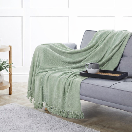 Cotton Throw - Light Sage