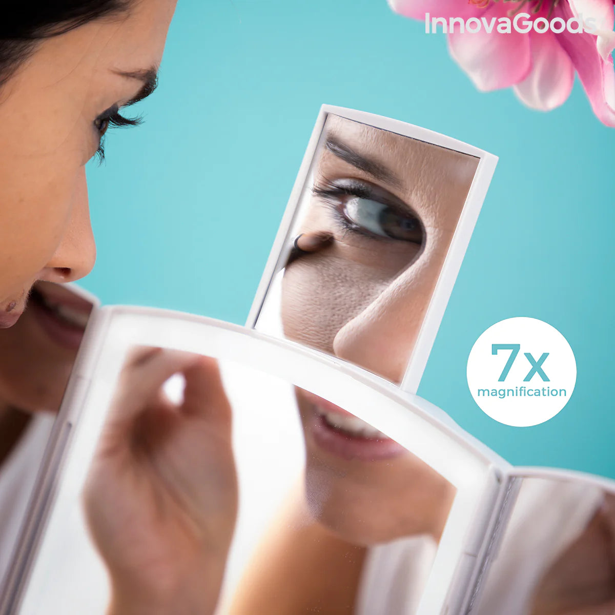 3-In-1 Folding LED Mirror with Make-up Organiser