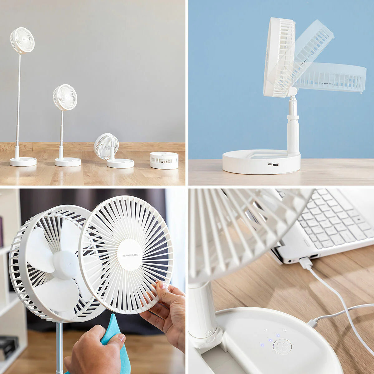 3 in 1 Foldable Rechargeable Fan