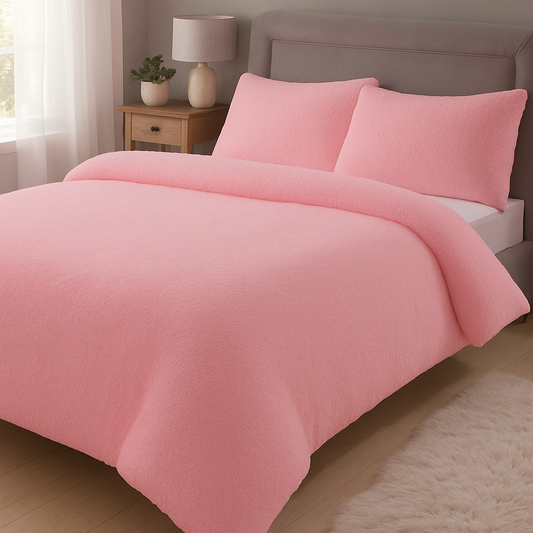 Teddy Fleece Duvet Set - Pink
