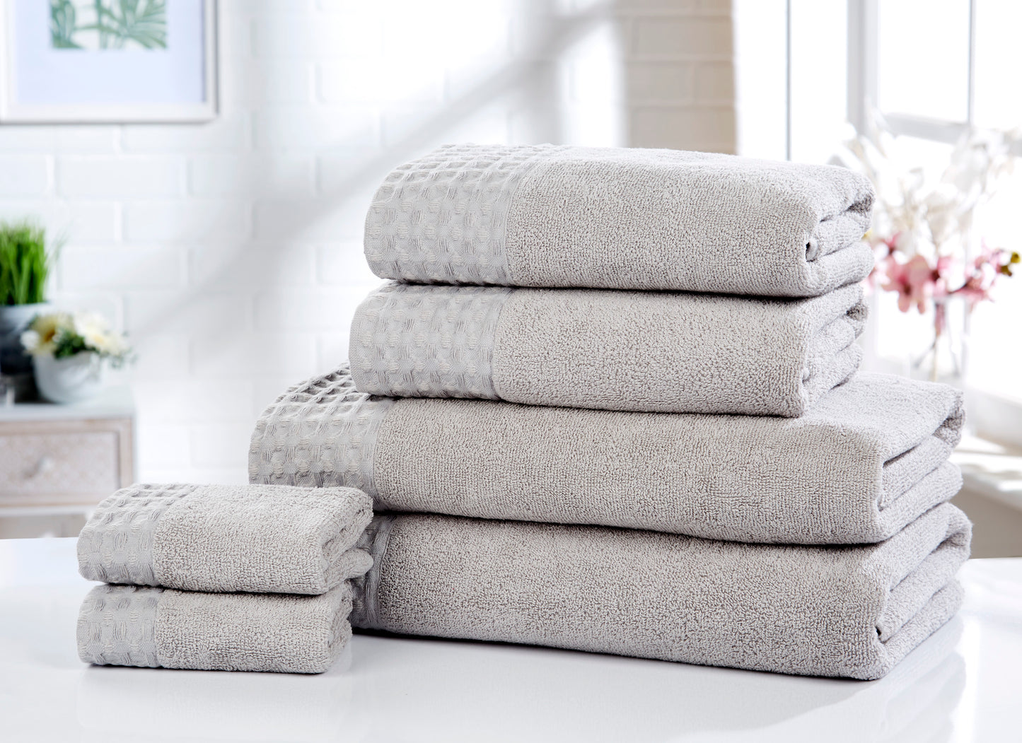 Belle Maison - Egyptian Combed Cotton - 6 Piece Towel Bale - Silver