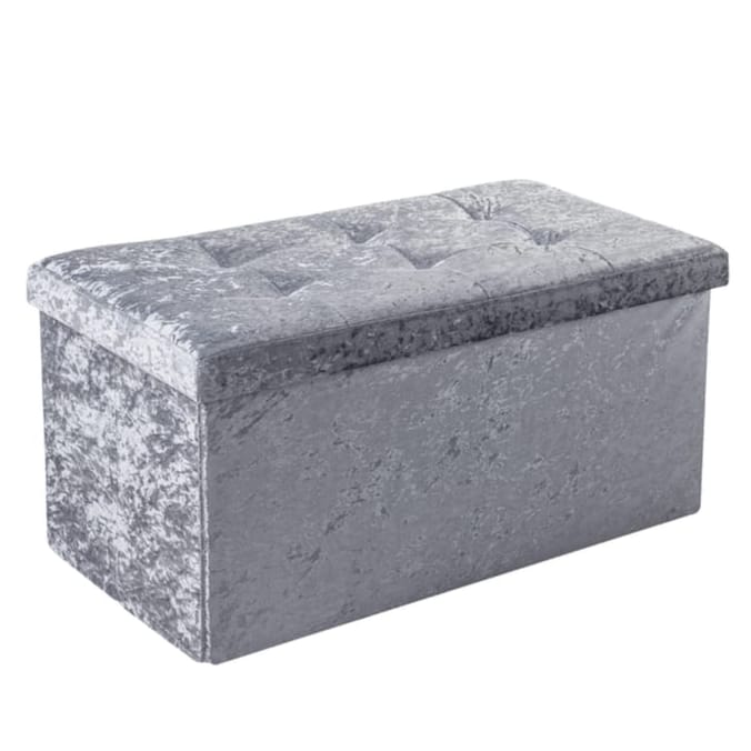 Crushed Velvet Ottoman - Grey