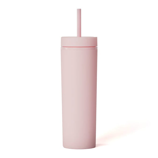Hydrate Double Wall Bottle With Straw 480ml - Pink