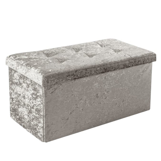 Crushed Velvet Ottoman - Beige