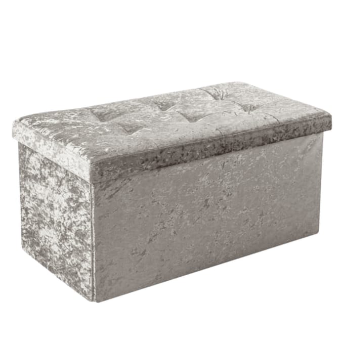 Crushed Velvet Ottoman - Beige