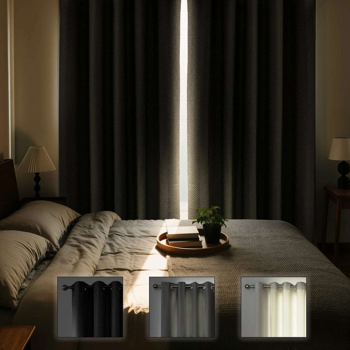 Jacquard Blackout Eyelet Curtains – Natural – 66" x 90" (168x229cm)