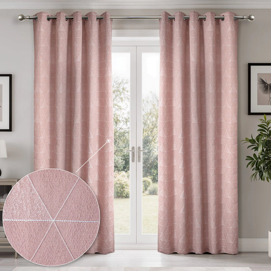 Siena Light Filtering Unlined Eyelet Jacquard, Blush Pink 66 x Drop 90" (168 x 228cm)