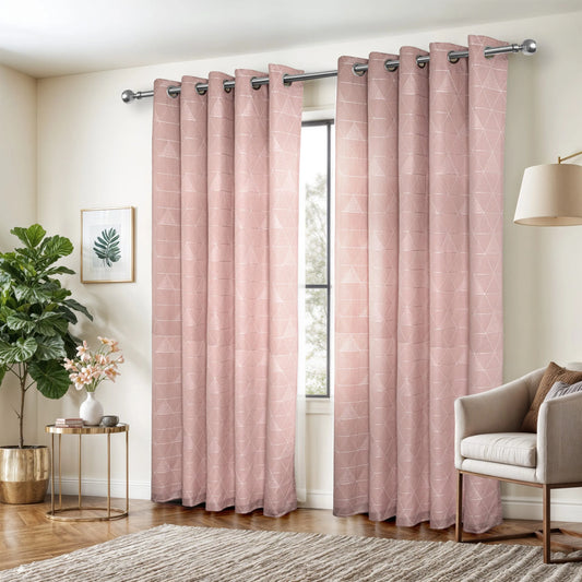 Siena Light Filtering Unlined Eyelet Jacquard, Blush Pink 66 x Drop 90" (168 x 228cm)
