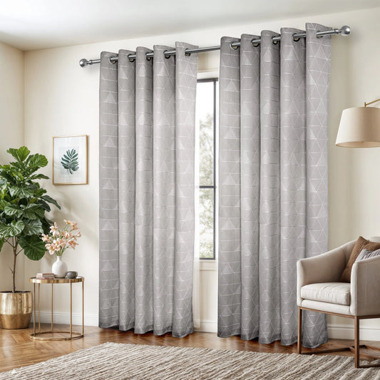 Siena Light Filtering Unlined Eyelet Jacquard, Silver Grey 66 x Drop 90" (168 x 228cm)