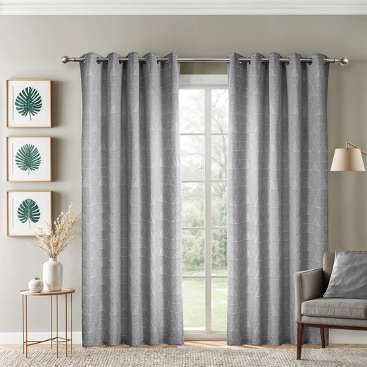 Siena Light Filtering Unlined Eyelet Jacquard, Silver Grey 66 x Drop 90" (168 x 228cm)