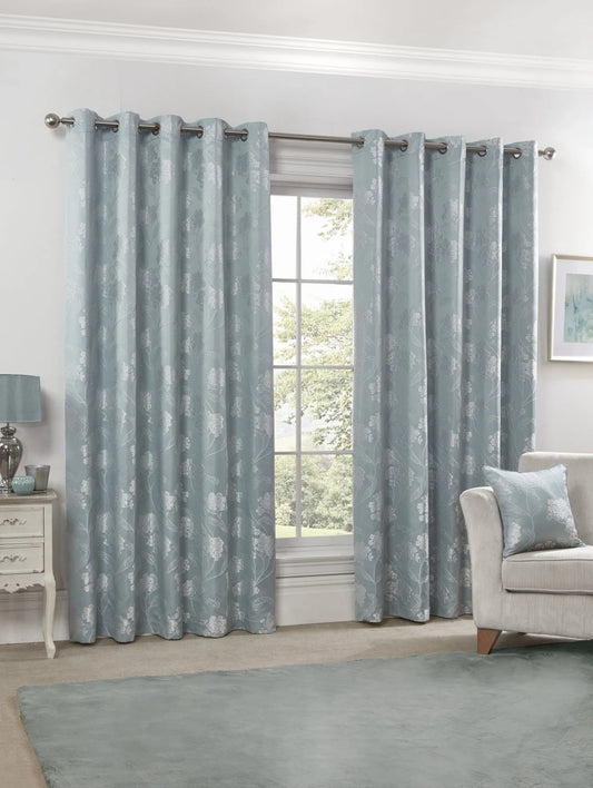 English Garden – Luxury Lined Eyelet Jacquard Curtains in Duck Egg - Width 66 x Drop 90" (168 x 228cm)