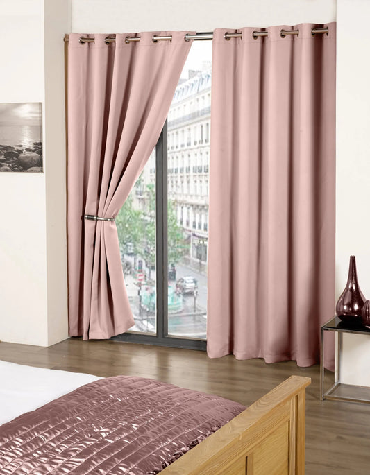 Blackout Eyelet Curtains - Pink - 168x228cm (66x90 Drop)