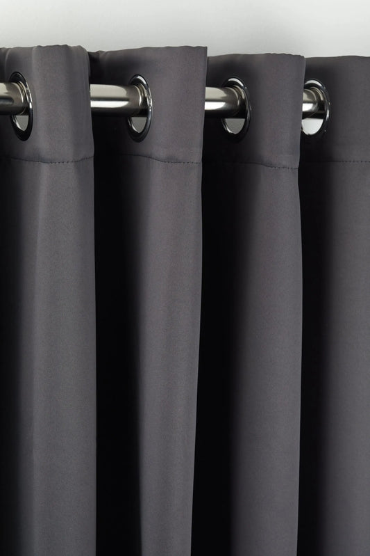 Blackout Eyelet Curtains - Charcoal - 168x228cm (66x90 Drop)