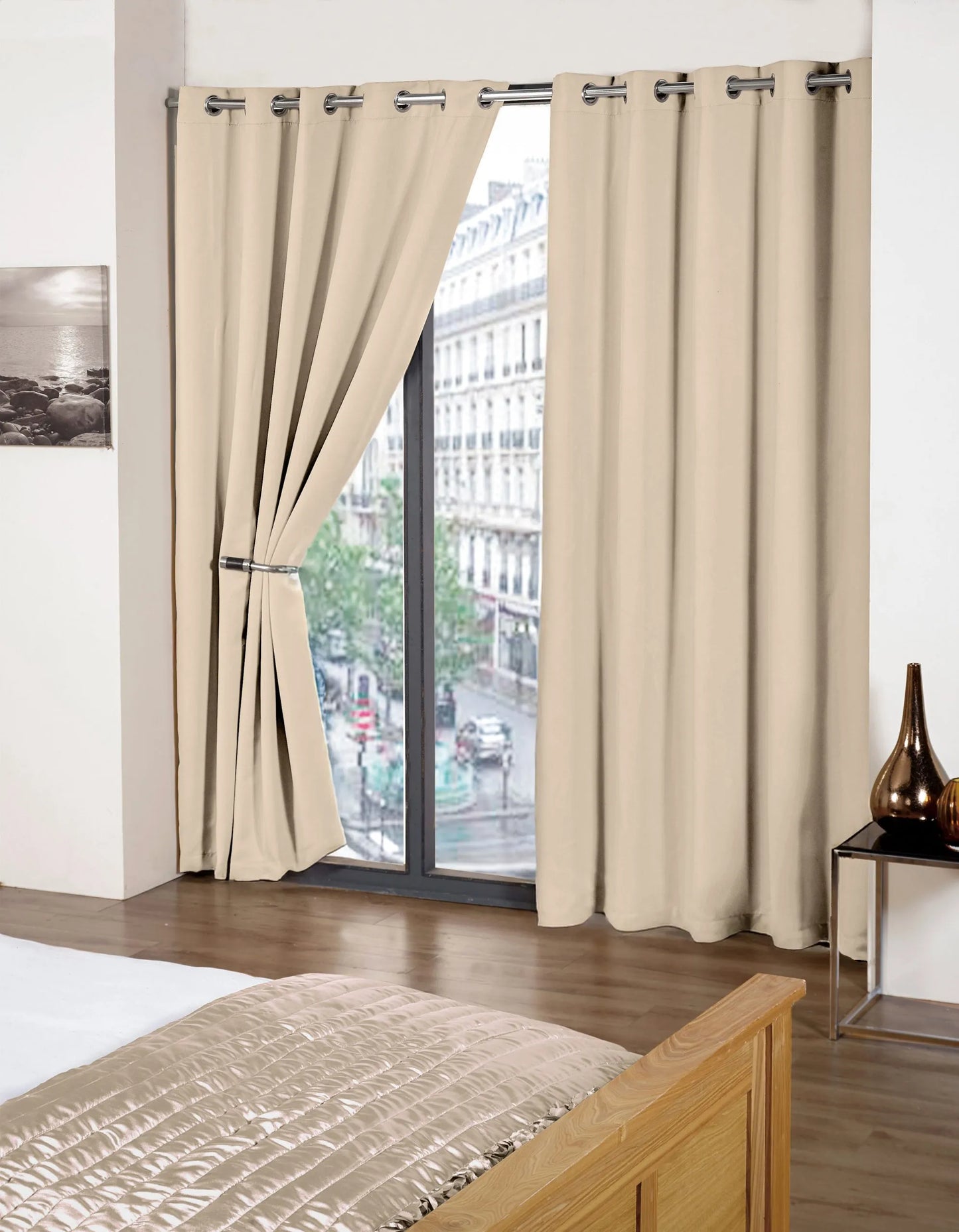 Blackout Eyelet Curtains - Natural - 168x228cm (66x90 Drop)