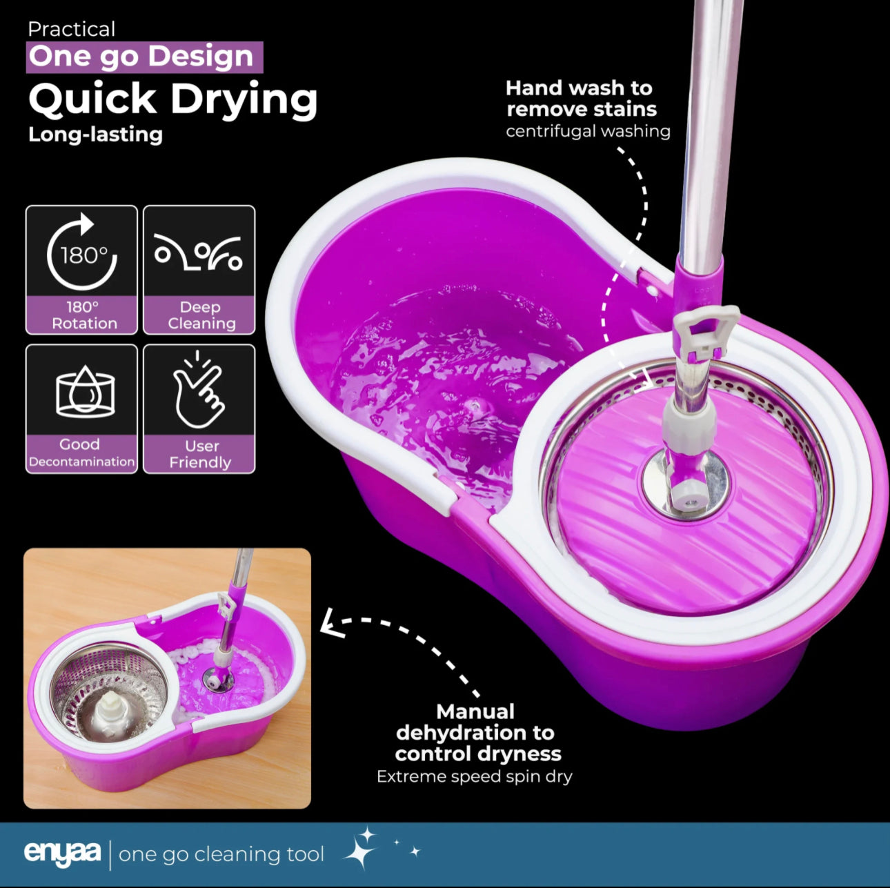 Enyaa Magic Spin Mop & Bucket - Purple
