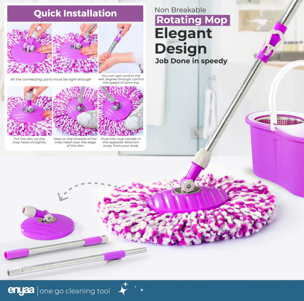 Enyaa Magic Spin Mop & Bucket - Purple