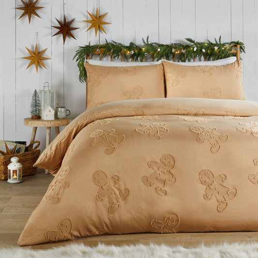 Duvet Day Gingerbread Beige Tufted Soft Touch Duvet Set