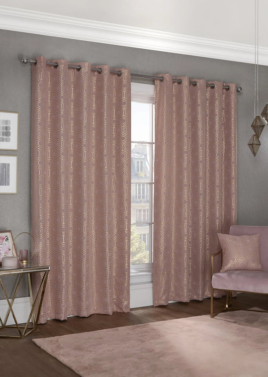 Element Woven Thermal Blackout Eyelet Curtains - Blush Pink - Width 66 x Drop 90" (168 x 228cm)