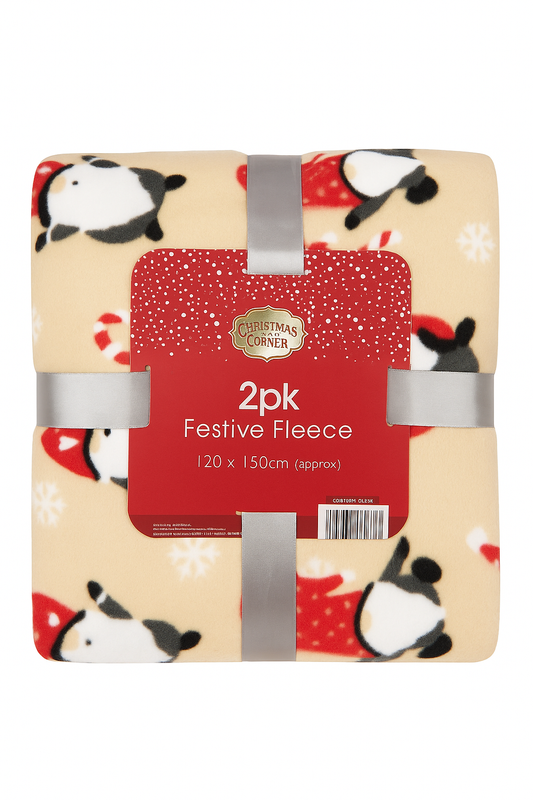 2 Pack Festive Gonk & Snowflake Fleece Blankets