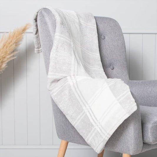 Ultra Super Soft Throw - Grey/White Check