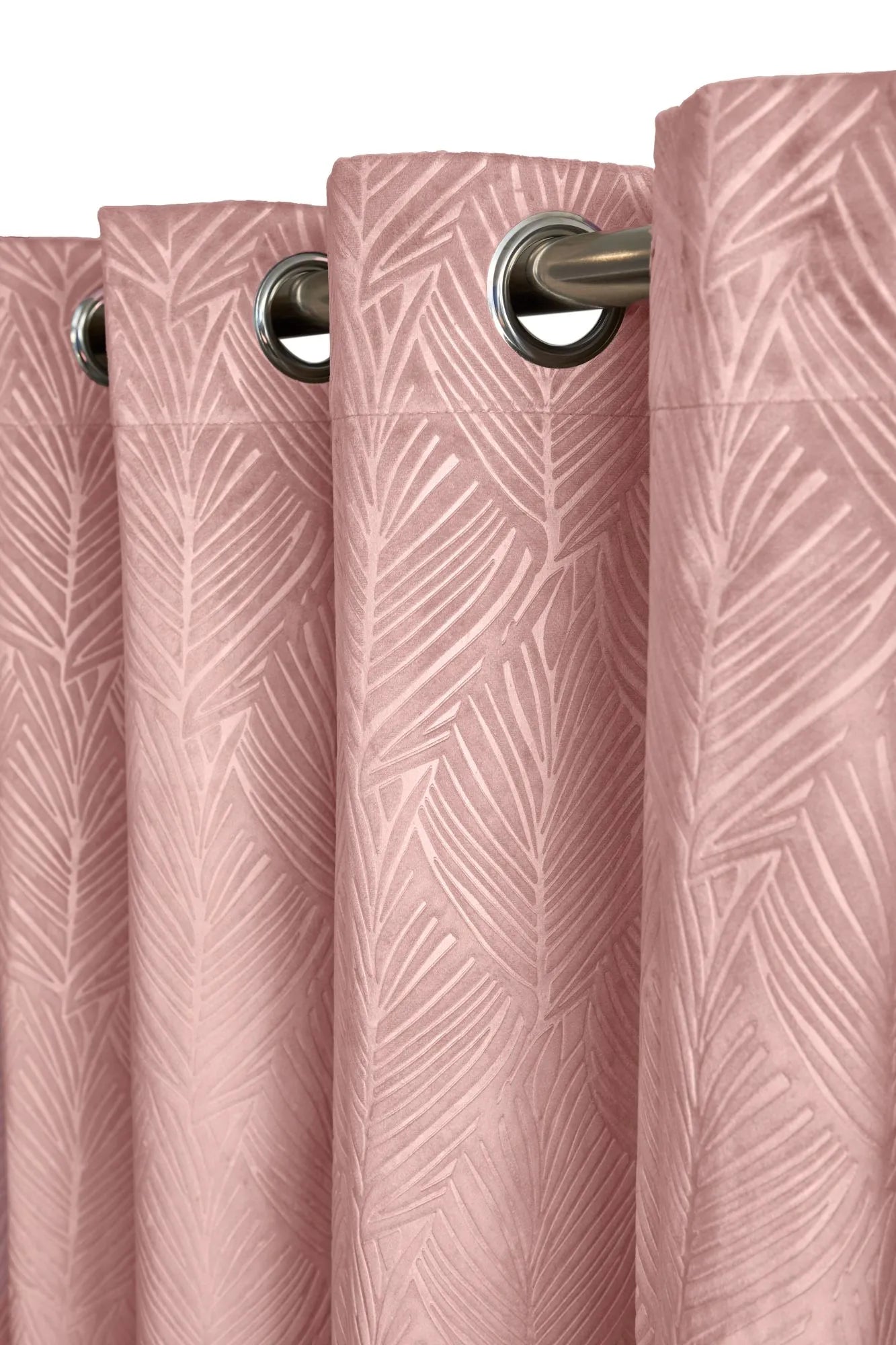 Embossed Velvet Woven Blackout Eyelet Curtains - Pink - 168x228cm (66x90 Drop)