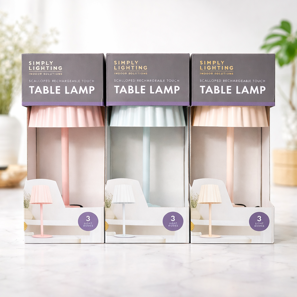 Scalloped Wireless Rechargeable Touch Table Lamp