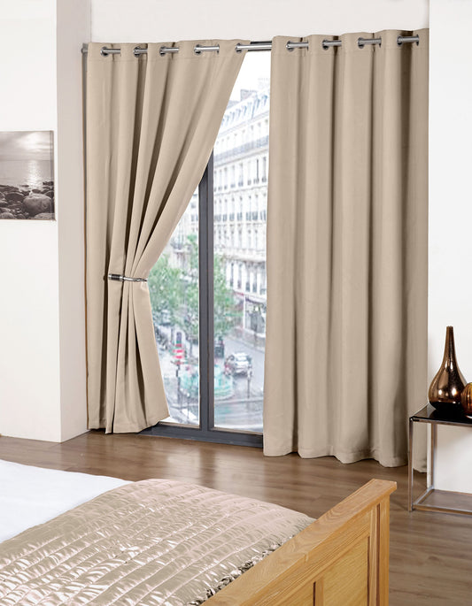 Blackout Eyelet Curtains - Latte - 168x228cm (66x90 Drop)