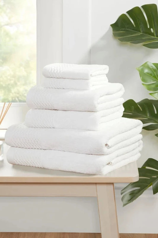 Elements Eden Weave - 6 Piece Towel Bale - White