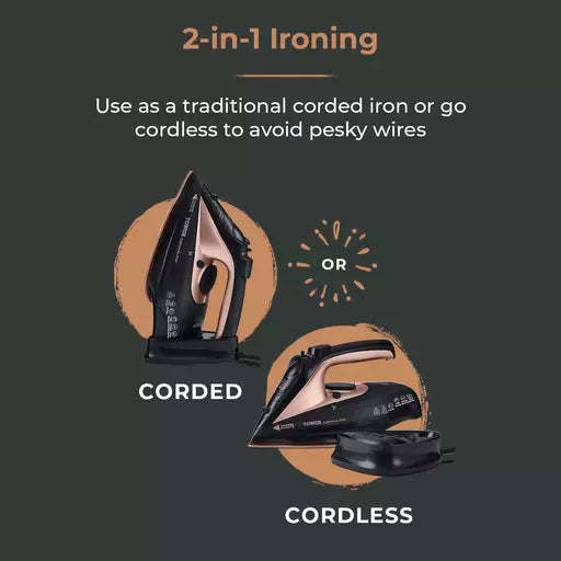 TOWER T22008RG Cordless Steam Iron - Black & Rose Gold
