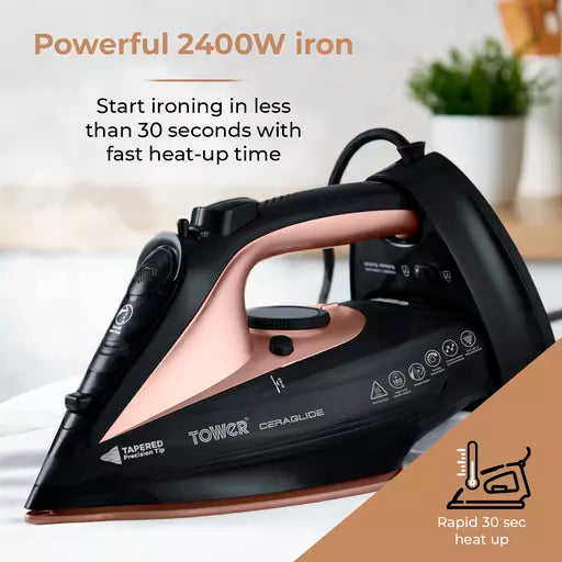 TOWER T22008RG Cordless Steam Iron - Black & Rose Gold