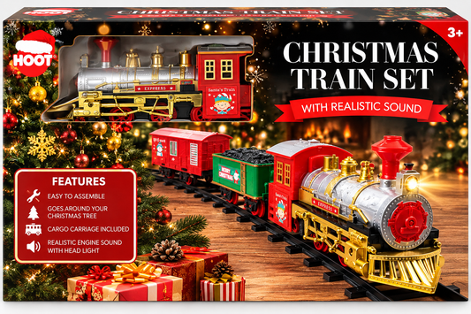 HOOT Christmas Train Set with Realistic Sound & Headlight
