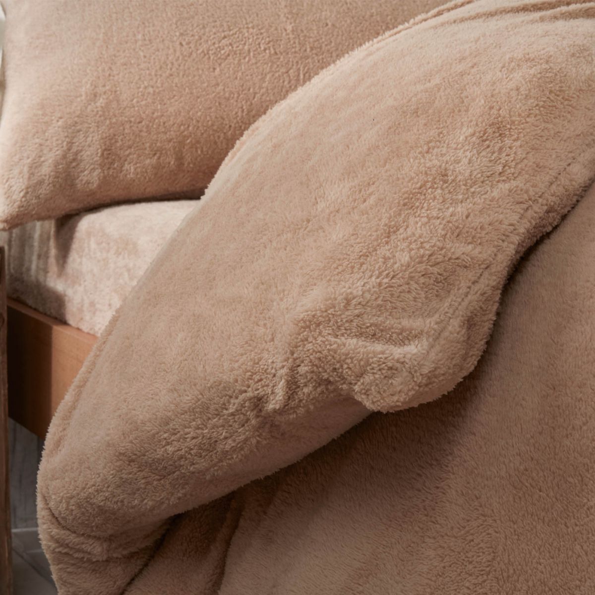 Teddy Fleece Duvet Set - Latte
