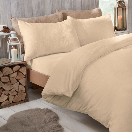 Teddy Fleece Duvet Set - Cream