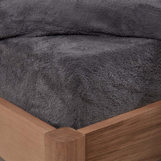 Teddy Fleece Fitted Sheet - Charcoal