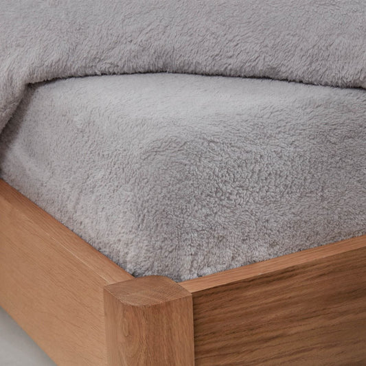 Teddy Fleece Fitted Sheet - Silver