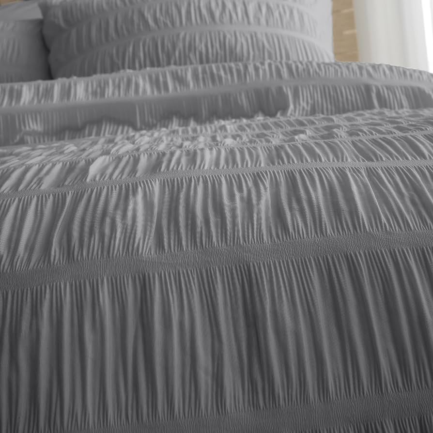 Catherine Lansfield Seersucker Grey Duvet Set