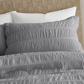 Catherine Lansfield Seersucker Grey Duvet Set