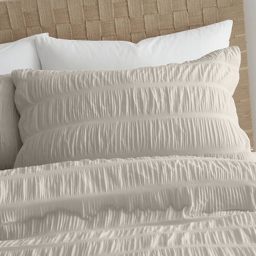 Catherine Lansfield Seersucker Natural Duvet Set
