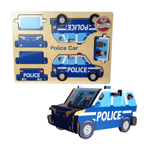 Wooden 3D Police Car