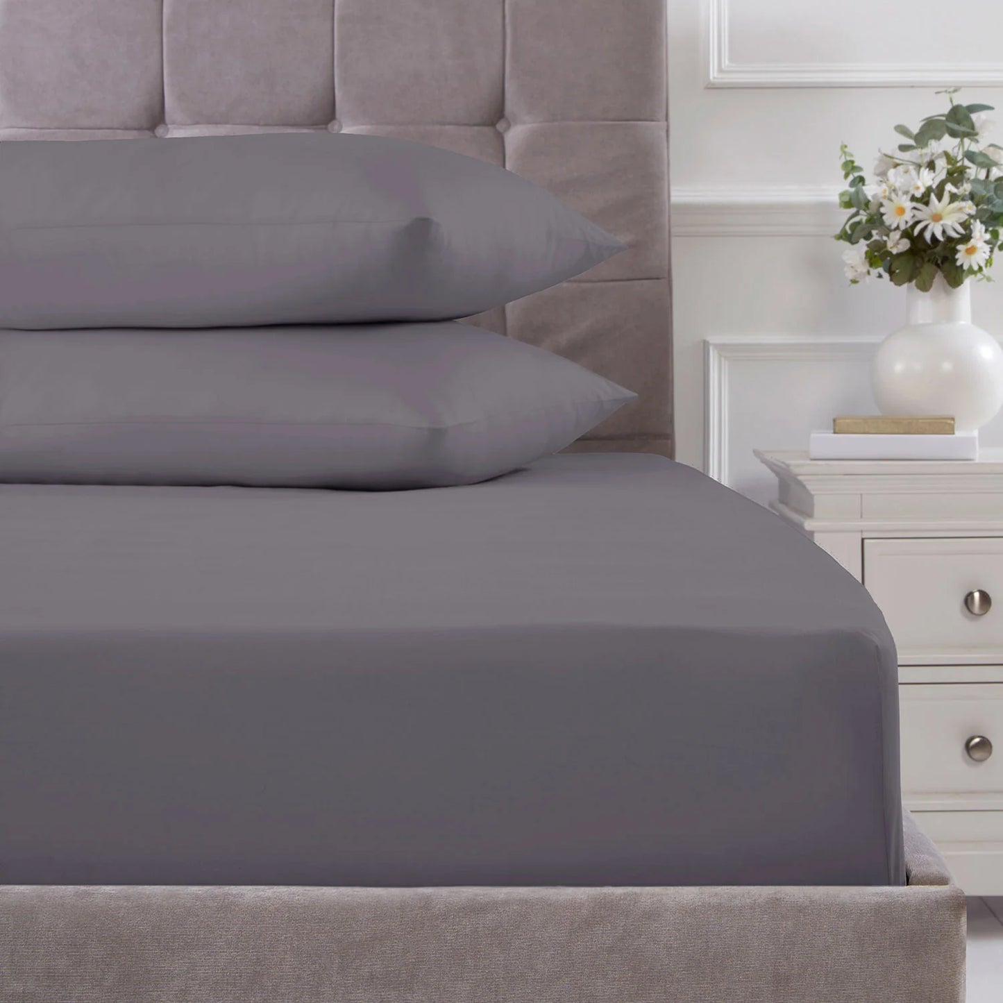 Percale Extra Deep Fitted Sheet (40cm) - Charcoal
